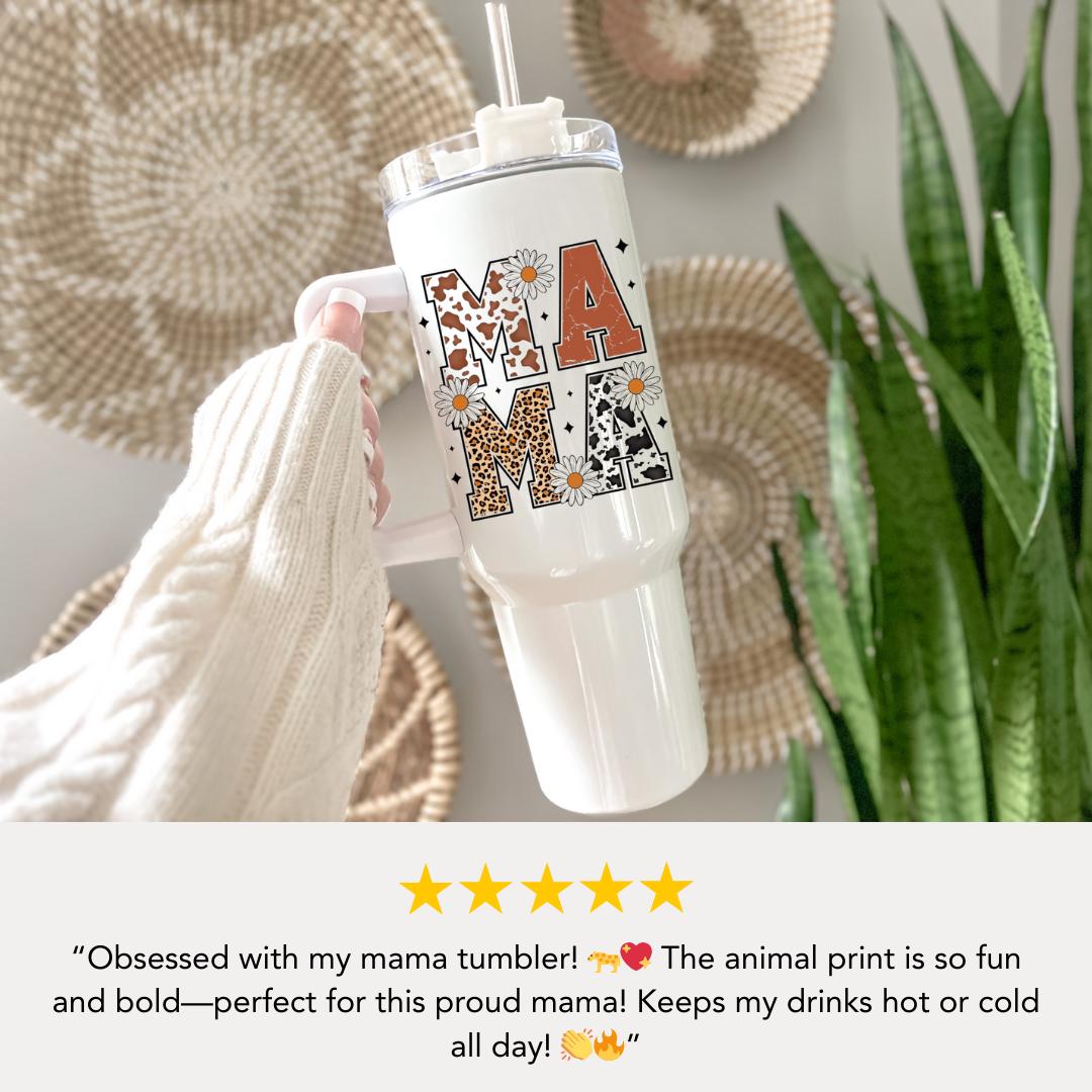 Personalized Mama 40oz Tumbler with Straw Personalized with Kids’ Names Gift for Mom Gift for Mommy Mama Travel Coffee Cup Tumbler for Mama