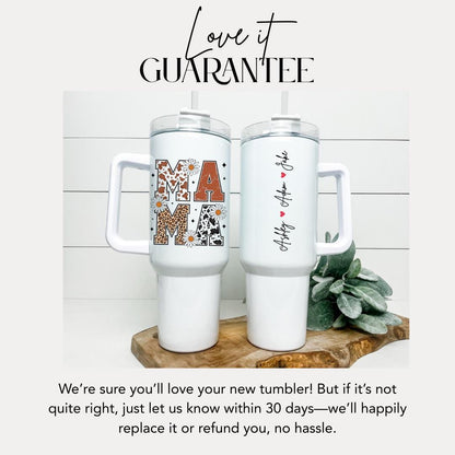 Personalized Mama 40oz Tumbler with Straw Personalized with Kids’ Names Gift for Mom Gift for Mommy Mama Travel Coffee Cup Tumbler for Mama