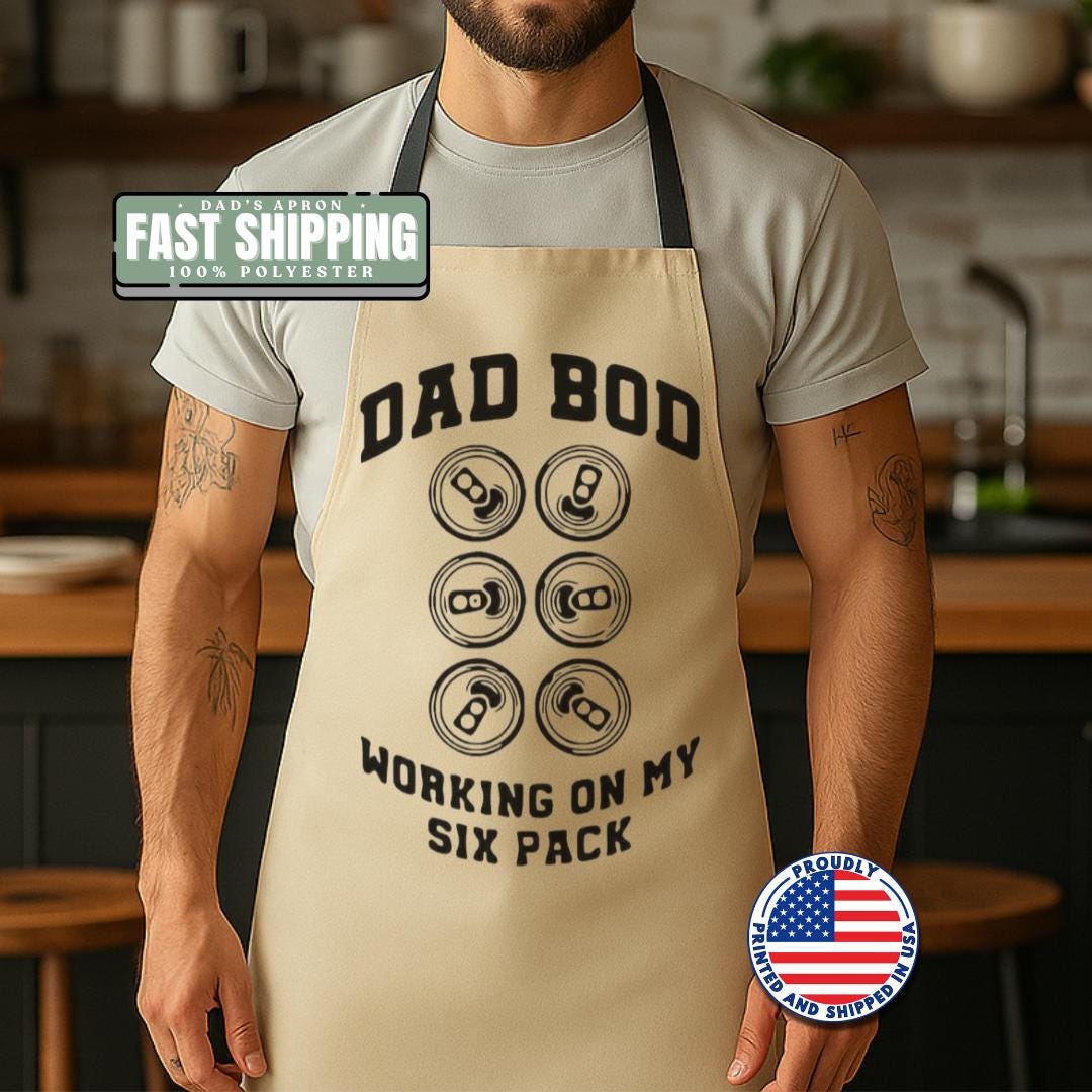 Dad Bod Apron Funny BBQ Apron for Men Working On My Six Pack Beer Can Design Gift for Fathers BBQ Grilling Apron  Father's Day Gift Idea