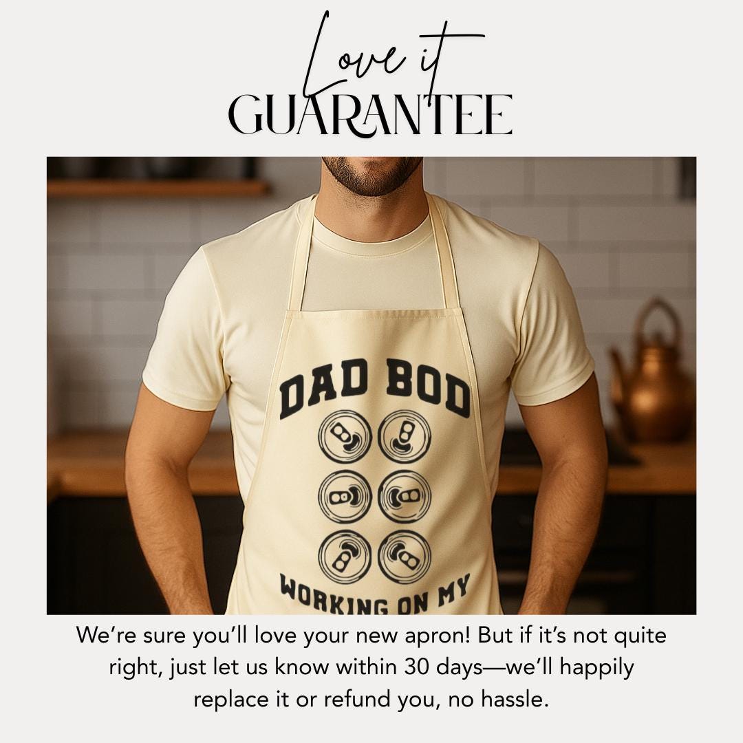 Dad Bod Apron Funny BBQ Apron for Men Working On My Six Pack Beer Can Design Gift for Fathers BBQ Grilling Apron  Father's Day Gift Idea