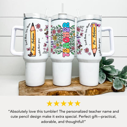 Personalized Teacher 40oz Tumbler with Straw Teacher Appreciation Gifts Back to School or Thank You Teacher Gift Teacher Travel Coffee Mug
