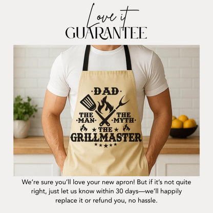 Dad The Man The Myth The Grillmaster Apron Father's Day Gift for Dad or Husband Funny Apron for Dad Grill Master Apron  Outdoor BBQ Apron