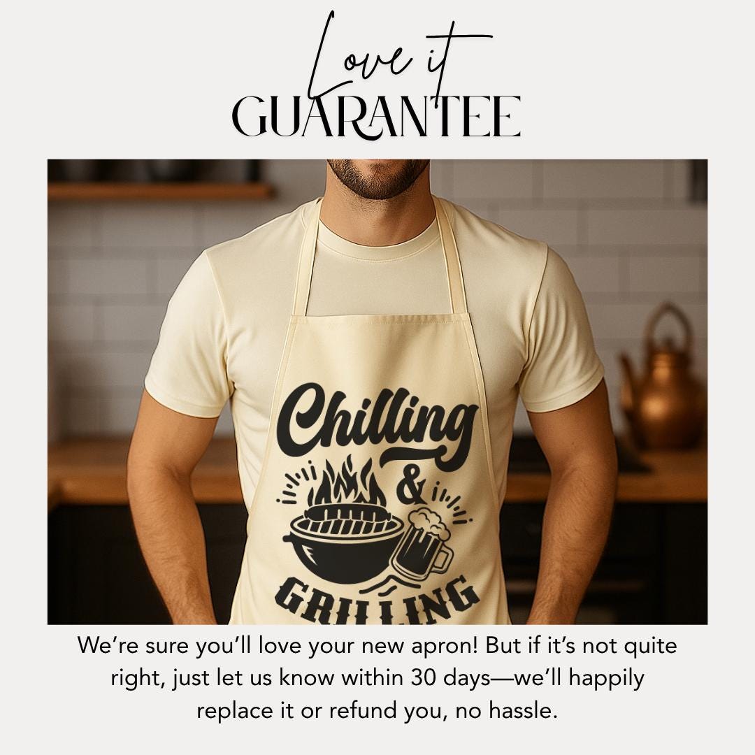 Chilling & Grilling Apron Funny Griller Apron with Beer Mug Cooking Apron for Men Father's Day Gift Backyard BBQ Chef Gift Grill King Apron