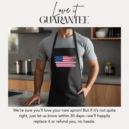 Patriotic Apron with 5-Color Straps | Ideal for BBQs, Grilling, Cooking Classes, Independence Day, Gift for Chefs