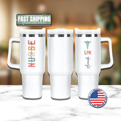 Personalized Licensed Practical Nurse 40oz Tumbler with Straw Nurse Appreciation Gifts LPN Travel Cup Gift for LPN Tumbler Coffee Cup