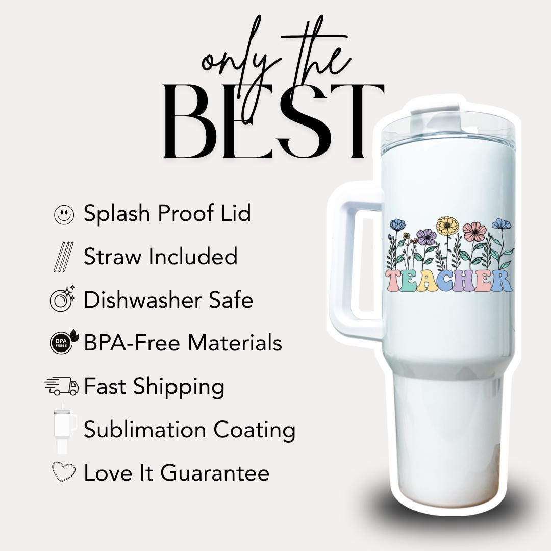 Personalized Teacher 40oz Tumbler with Straw Teacher Appreciation Gifts Back to School or Thank You Teacher Gift Teacher Travel Coffee Mug