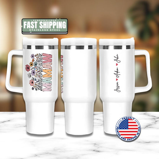 Personalized Mamaw 40oz Tumbler with Straw Blessed to be called "MAMAW" Gift Idea for Mamaw Travel Coffee Cup Tumbler for Mamaw Mug