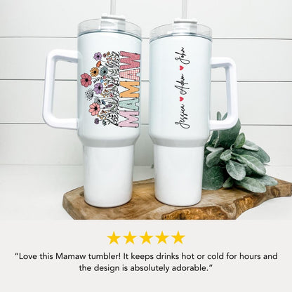 Personalized Mamaw 40oz Tumbler with Straw Blessed to be called "MAMAW" Gift Idea for Mamaw Travel Coffee Cup Tumbler for Mamaw Mug
