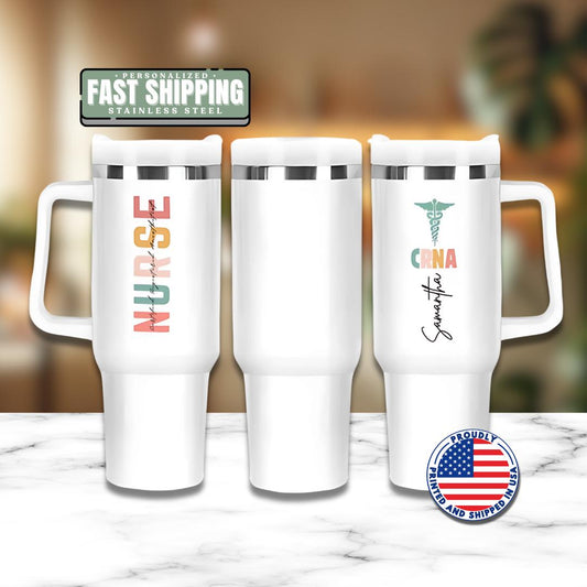 Personalized Certified Registered Nurse Anesthetist 40oz Tumbler with Straw Nurse Appreciation Gifts CRNA Travel Cup Gift for CRNA Mug
