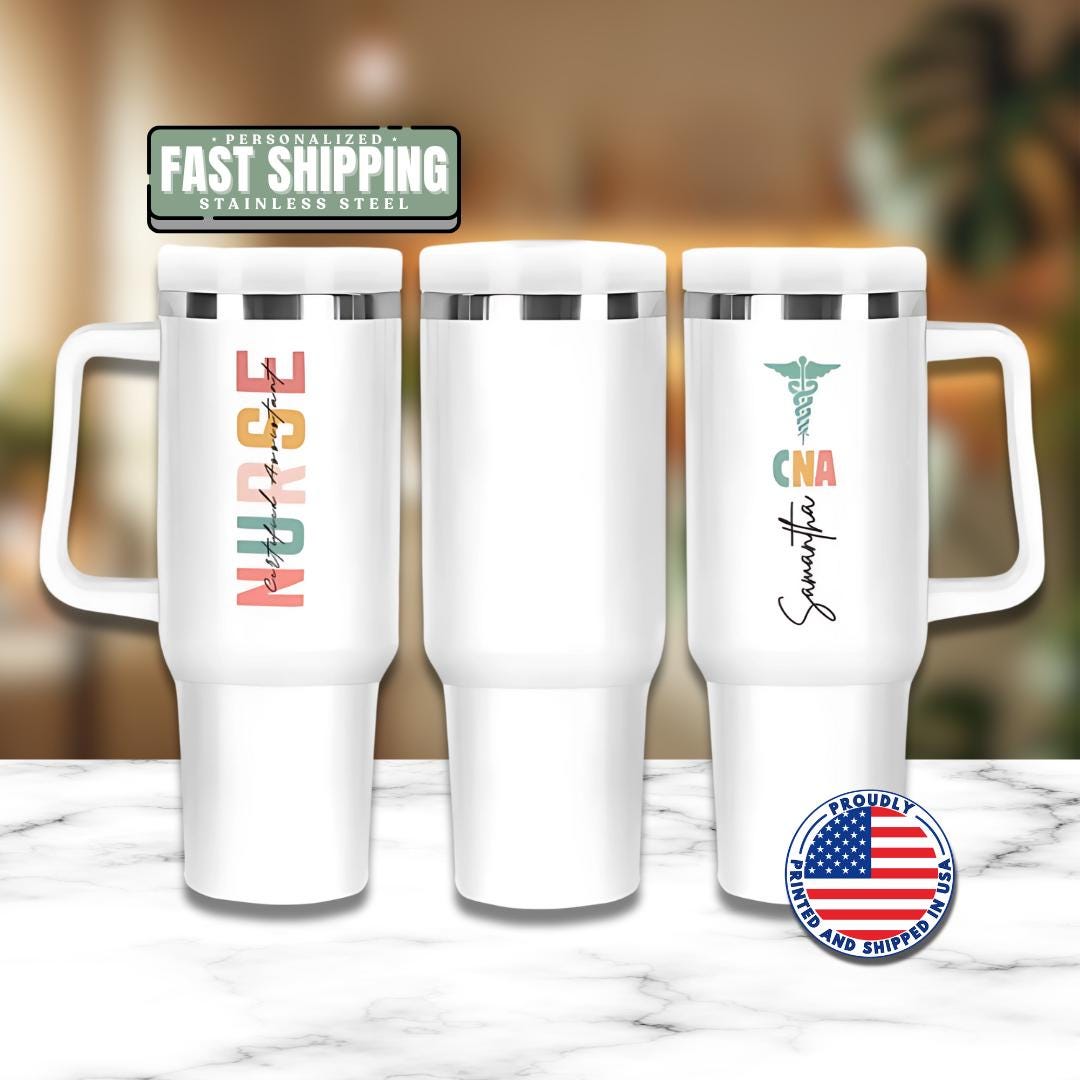 Personalized Certified Nursing Assistant 40oz Tumbler with Straw Nurse Custom Appreciation Gifts CNA Travel Cup Gift for CNA Tumbler Mug