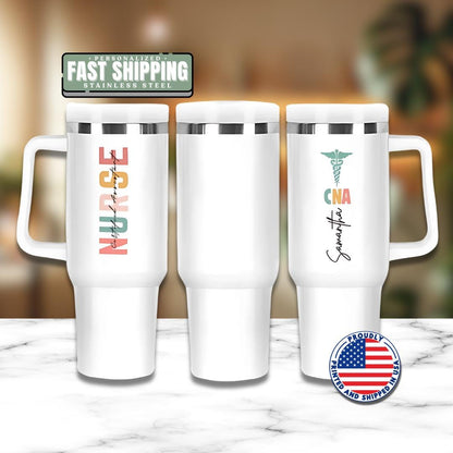 Personalized Certified Nursing Assistant 40oz Tumbler with Straw Nurse Custom Appreciation Gifts CNA Travel Cup Gift for CNA Tumbler Mug