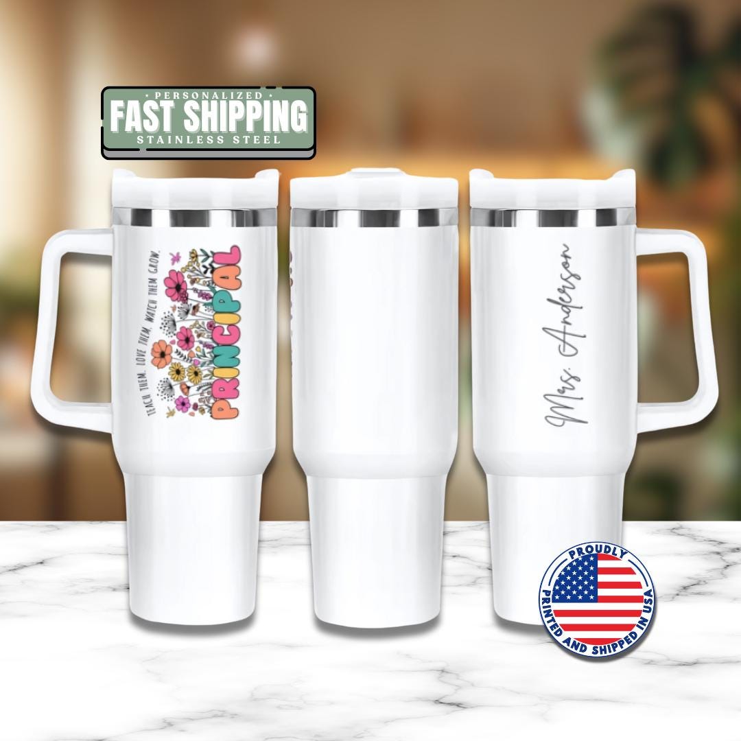 Personalized Principal 40 oz Tumbler with Straw Principal Appreciation Gifts Back to School or Thank You Gift for Principal Travel Cup