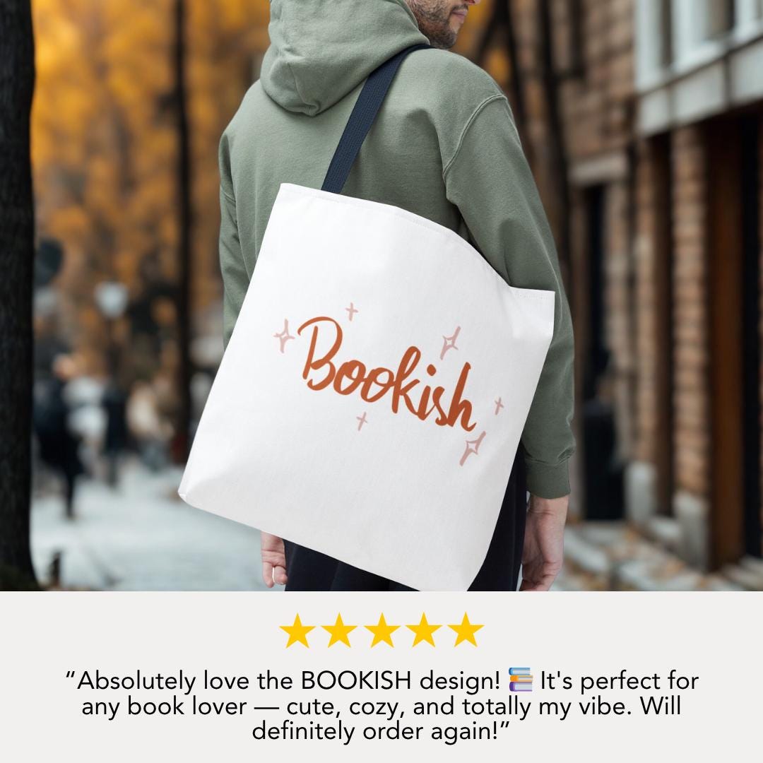 Bookish Tote Bag 18"x18" Aesthetic Reading Tote for Book Lovers Everyday Carry Book Bag Book Club Bag Bookworm Gift Everyday Tote Bag