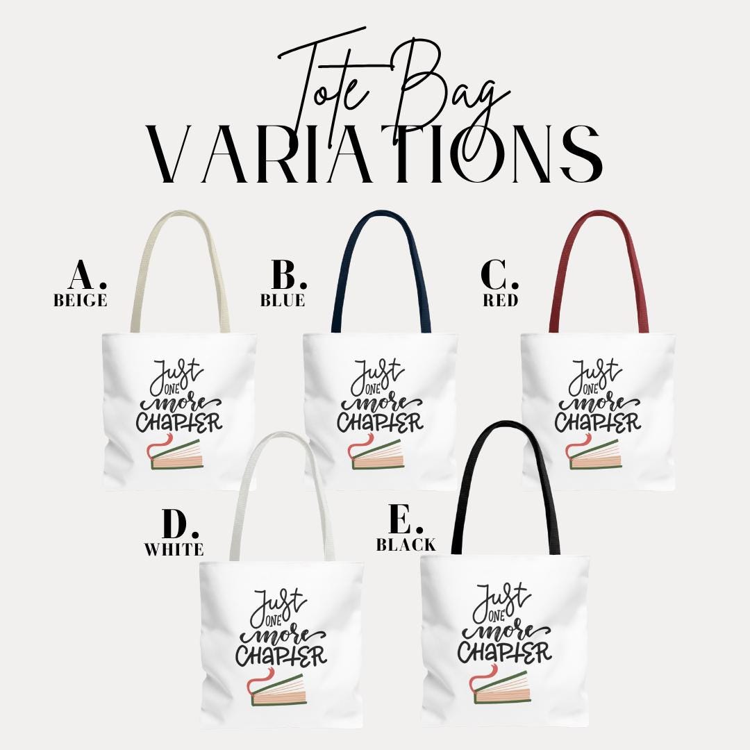 Just One More Chapter Tote Bag 18"x18" Reading Bag for Bookworms Book Club Library Tote Everyda Casual Book Bag Book Haul Bag for Women