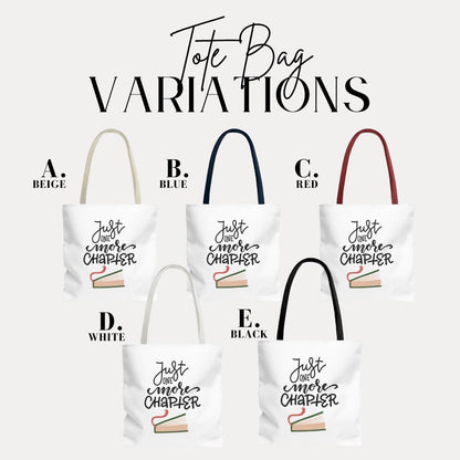 Just One More Chapter Tote Bag 18"x18" Reading Bag for Bookworms Book Club Library Tote Everyda Casual Book Bag Book Haul Bag for Women