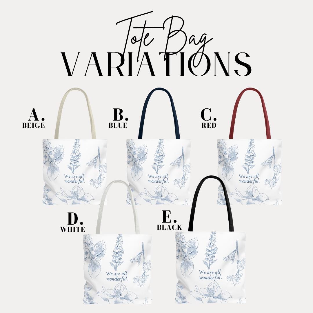 We Are All Wonderful Floral Tote Bag 18"x18" Self-Love Quote Tote Bag Unique Birthday Gift Idea Inspirational Canvas Tote Bag Gift for Her