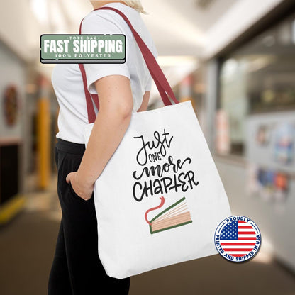 Just One More Chapter Tote Bag 18"x18" Reading Bag for Bookworms Book Club Library Tote Everyda Casual Book Bag Book Haul Bag for Women