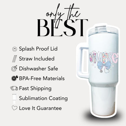 Nurse 40 oz Tumbler With Handle & Straw 40oz Floral Stethoscope Cup for RN, LPN, CNA Gift for Nurse Appreciation Nurse Travel Cup for Nurses