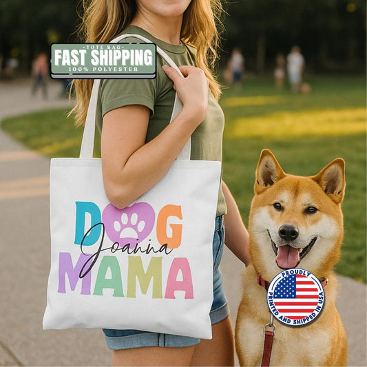 Personalized Dog Mama Tote Bag Custom Pet Lover Gift for Women Dog Mom Gift Idea Perfect Tote for Everyday Use, Dog Park, or Shopping Trips