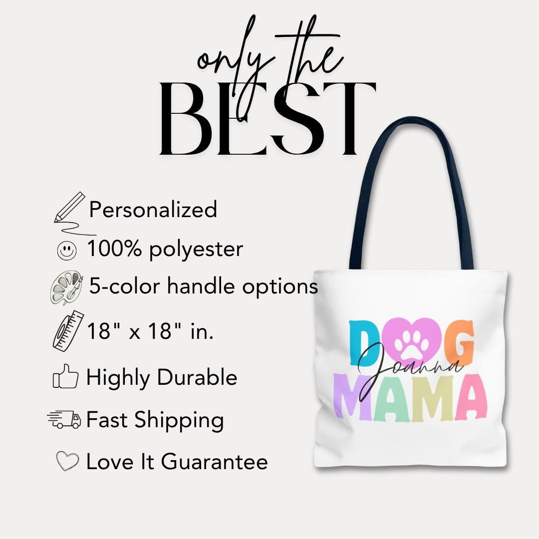 Personalized Dog Mama Tote Bag Custom Pet Lover Gift for Women Dog Mom Gift Idea Perfect Tote for Everyday Use, Dog Park, or Shopping Trips