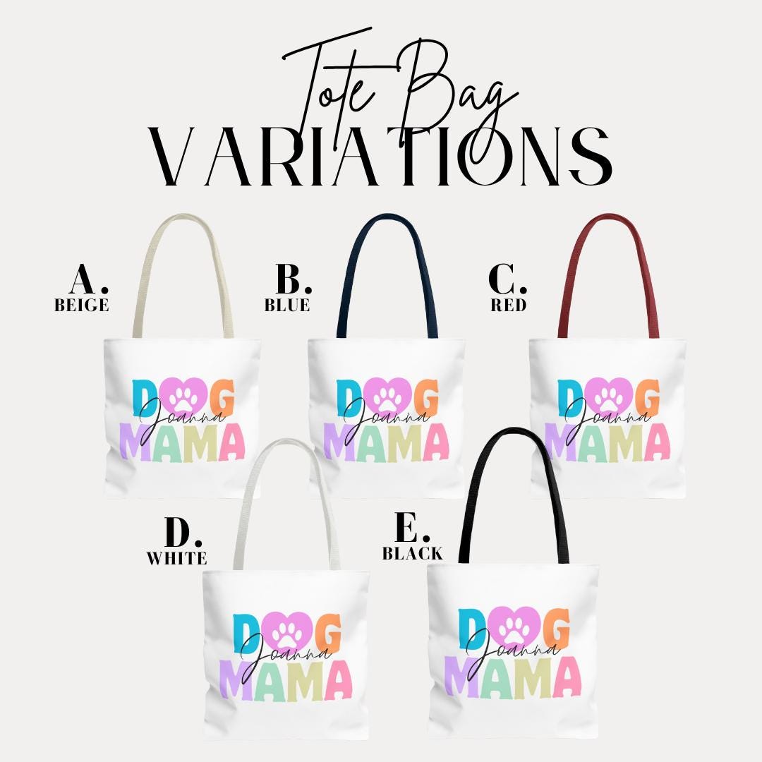 Personalized Dog Mama Tote Bag Custom Pet Lover Gift for Women Dog Mom Gift Idea Perfect Tote for Everyday Use, Dog Park, or Shopping Trips