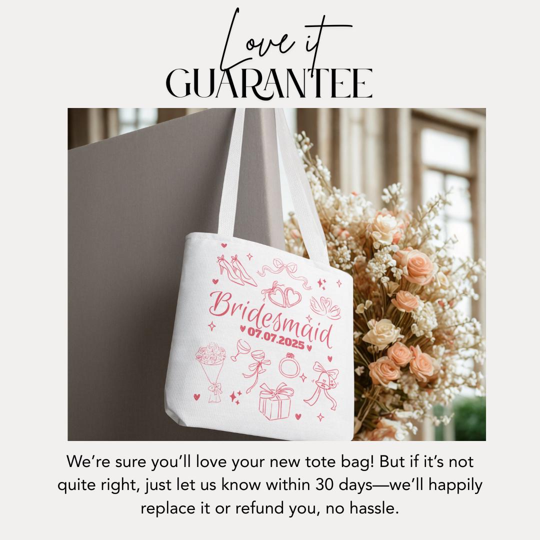 Personalized Bridesmaid Tote Bag Custom Bridesmaid Proposal Gift Wedding Party Bag for Bridesmaids Bridal Shower Tote Bachelorette Party