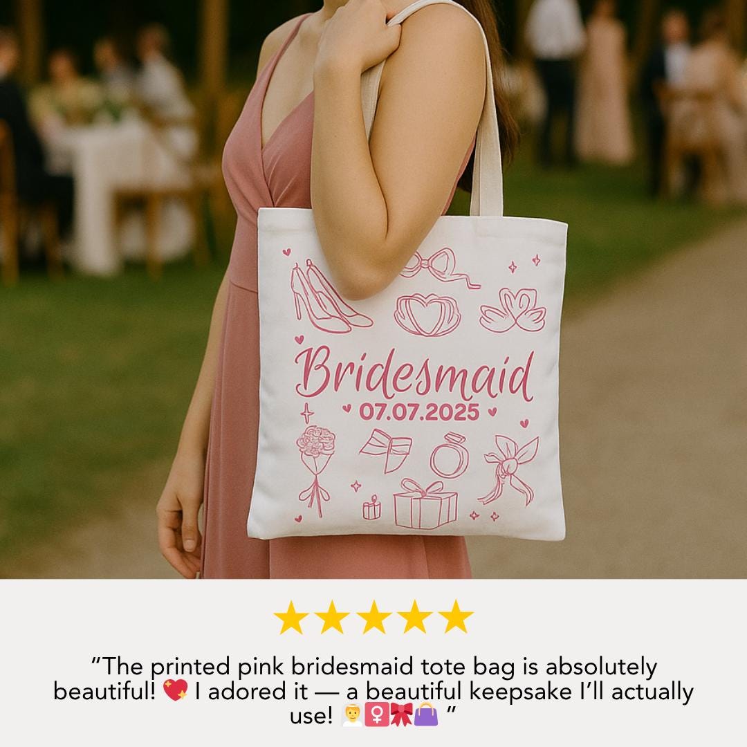 Personalized Bridesmaid Tote Bag Custom Bridesmaid Proposal Gift Wedding Party Bag for Bridesmaids Bridal Shower Tote Bachelorette Party