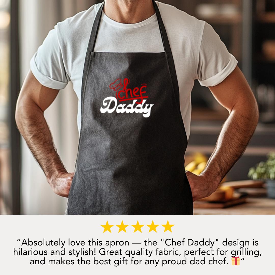 Chef Daddy Apron  Funny Dad Gift, BBQ Apron for Him Husband Grill Master Apron Father's Day Gift  Adjustable Straps Gift for Daddy