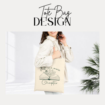 Just One More Chapter Tote Bag Book Lover Gift Aesthetic Reader Bag Literary Tote for Women Eco-Friendly Bookish Bag Tote for Bookworms