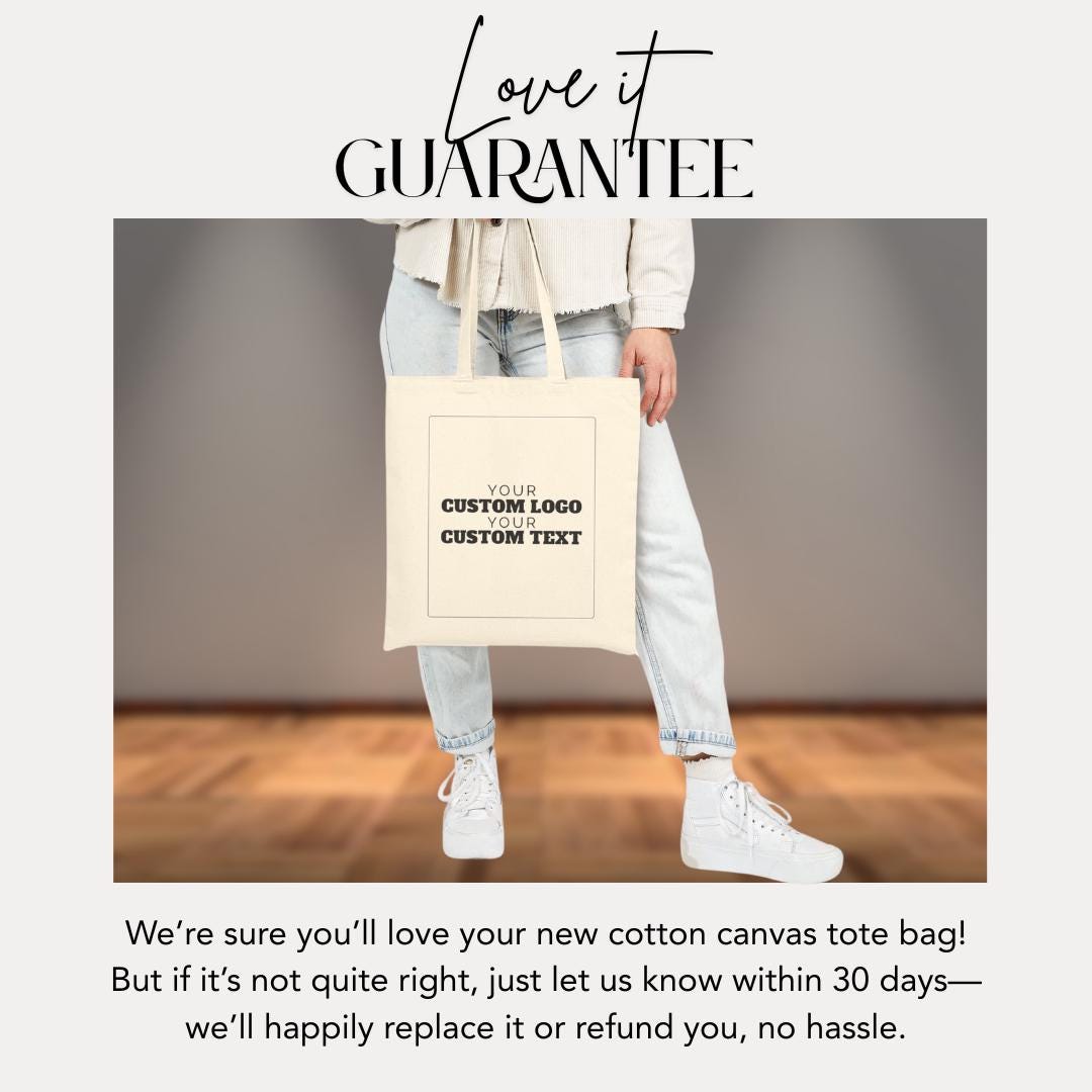 Bulk Personalized Cotton Canvas Tote Bag Personalized Business Tote with Your Logo & Text Office Staff Appreciation Gifts Team Merch Bag