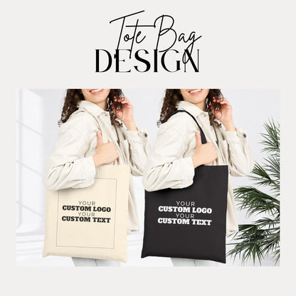 Bulk Personalized Cotton Canvas Tote Bag Personalized Business Tote with Your Logo & Text Office Staff Appreciation Gifts Team Merch Bag