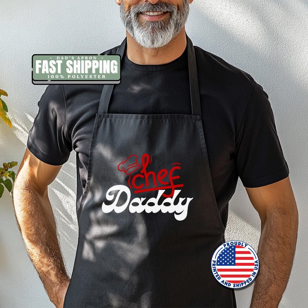 Chef Daddy Apron  Funny Dad Gift, BBQ Apron for Him Husband Grill Master Apron Father's Day Gift  Adjustable Straps Gift for Daddy