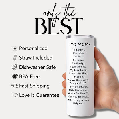 Funny Mom vs Dad Tumbler 20 oz Tumbler Personalized Father's Day Gift Cup with Straw Gift for Birthday Travel Mug for Dads Coffee Cup