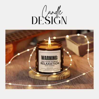 Relaxation Scented Soy Candle Multi-Size Amber Jar Warning: May Cause Extreme Relaxation Aromatherapy Gift Cozy Vibes Home Funny Candle Jar