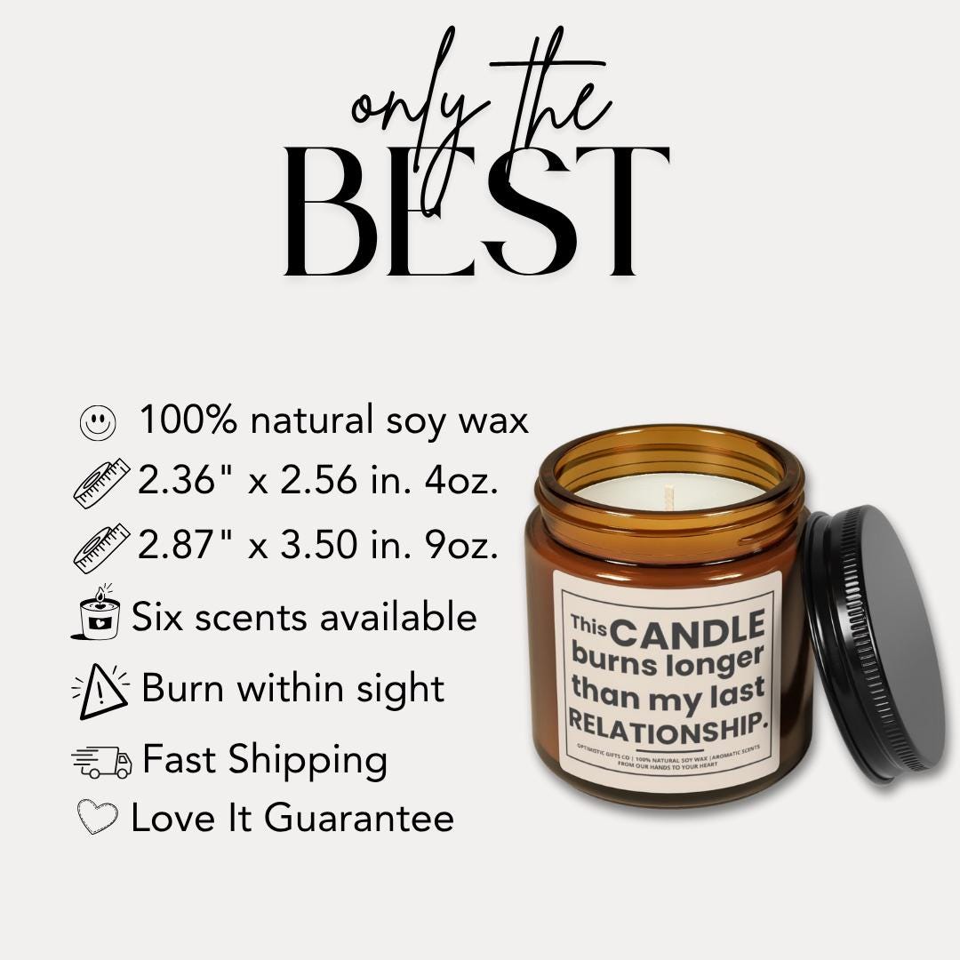 Scented Soy Candle 4oz & 9oz Candle Amber Jar Relaxation Gift Home Decor Self-Care Aromatherapy Funny Scented Soy Candle Gift for Friends