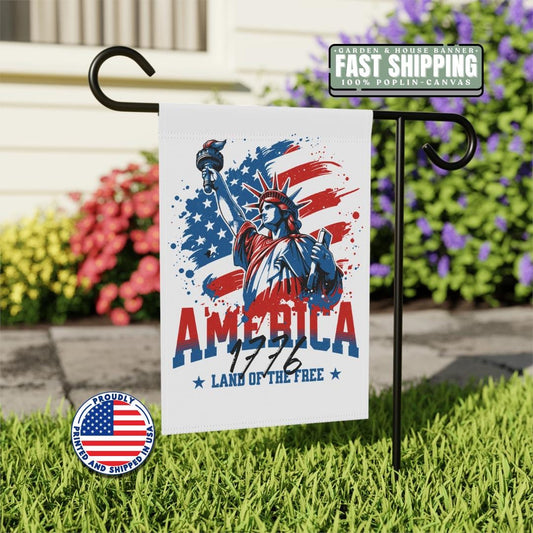 Patriotic Garden Flag 4th of July Decor Americana Banner Lawn Decoration for Independence Day Outdoor Flag for Memorial Day Veterans Decor