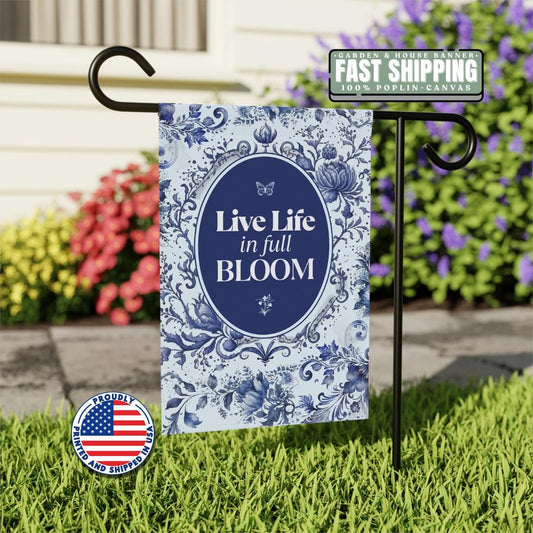 Garden Banner Floral Outdoor Yard Decor Live Life in Full Bloom Spring Garden Gift Home and Garden Decoration House Flag for Spring Display