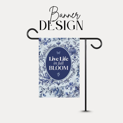 Garden Banner Floral Outdoor Yard Decor Live Life in Full Bloom Spring Garden Gift Home and Garden Decoration House Flag for Spring Display