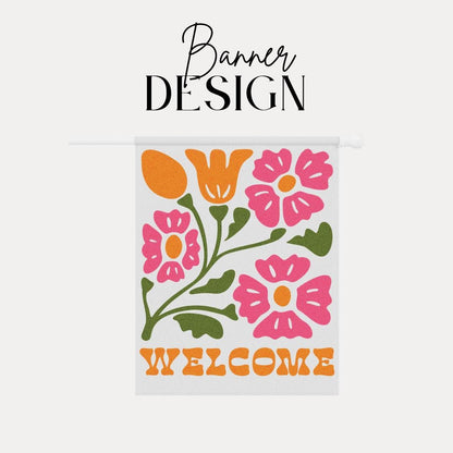 Retro Floral Welcome House Banner Outdoor Decor Spring Decor Housewarming Gift Garden and House Flag Rustic Home Welcoming Sign House Decor