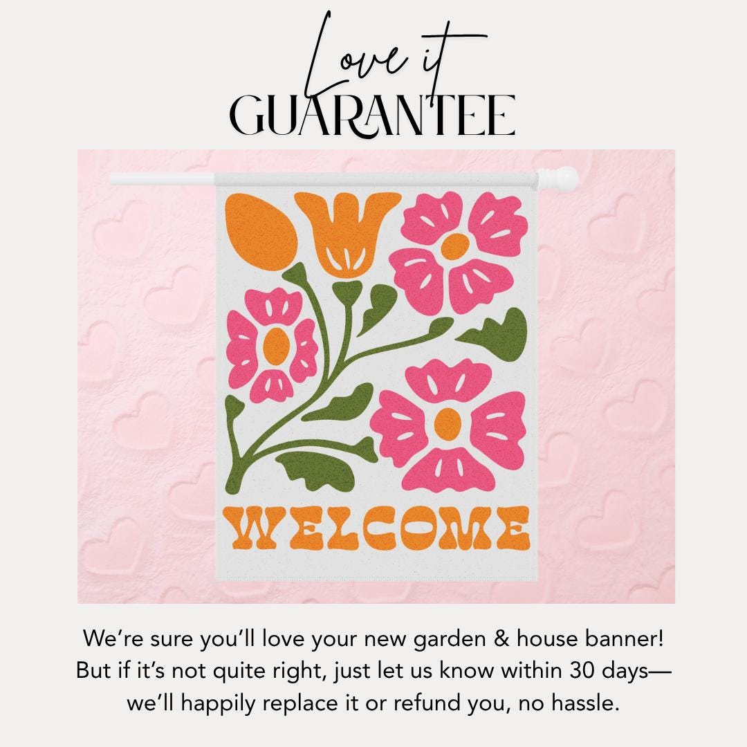 Retro Floral Welcome House Banner Outdoor Decor Spring Decor Housewarming Gift Garden and House Flag Rustic Home Welcoming Sign House Decor