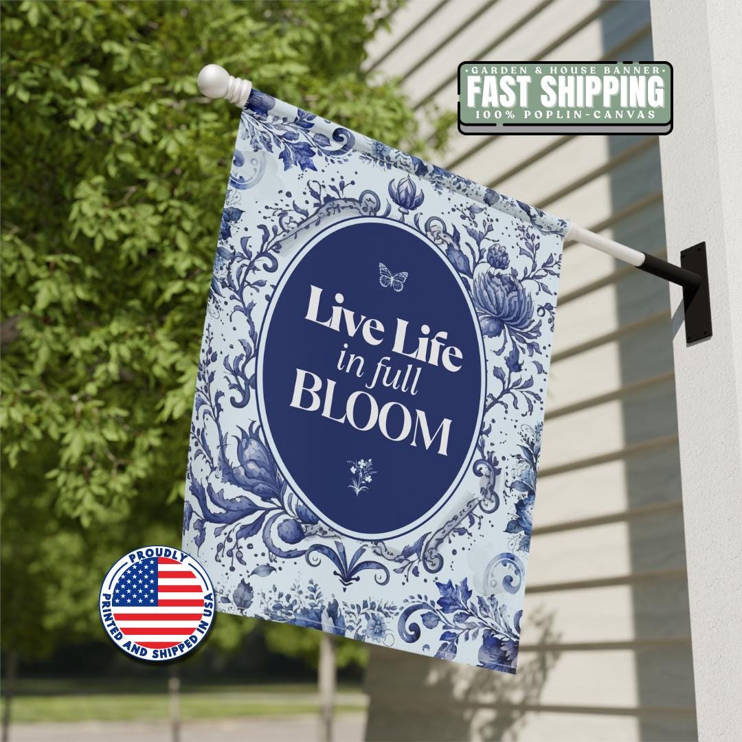 Blooming Garden Decorative Banner Floral Wall Decor for Home Garden Party Sign Outdoor Patio Decoration Housewarming Gift Home Wall Banner