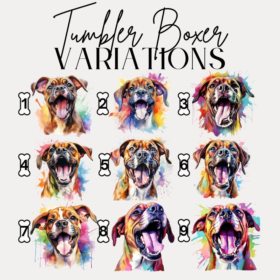 Boxer Dog Tumbler with Colorful Watercolor Dog Design 40oz Tumbler with Handle & Straw Boxer Pet Memorial Cup Gift for Boxer Mom Boxer Dad