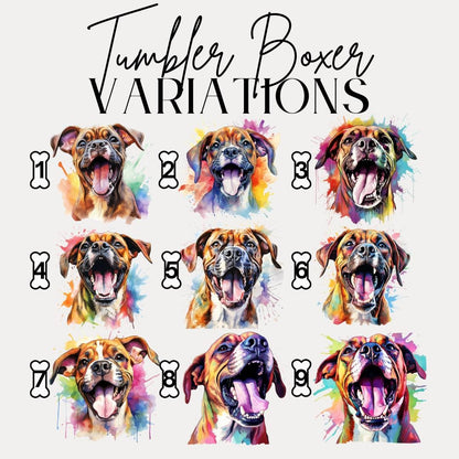 Boxer Dog Tumbler with Colorful Watercolor Dog Design 40oz Tumbler with Handle & Straw Boxer Pet Memorial Cup Gift for Boxer Mom Boxer Dad