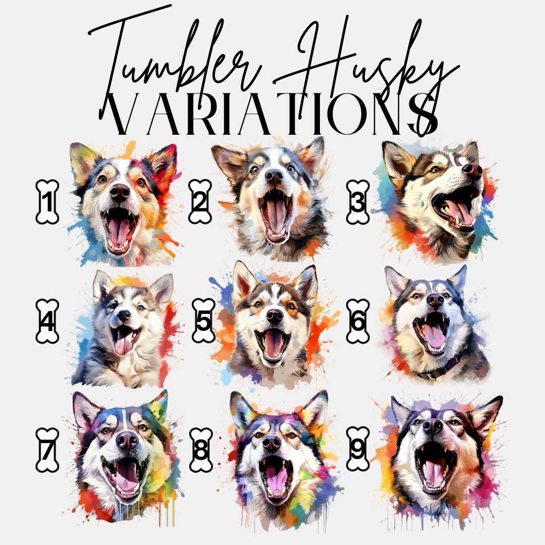 Husky Dog Tumbler with Colorful Watercolor Dog Design 40oz Tumbler with Handle & Straw Husky Pet Memorial Cup Gift for Boxer Mom Boxer Dad