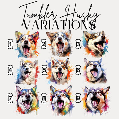 Husky Dog Tumbler with Colorful Watercolor Dog Design 40oz Tumbler with Handle & Straw Husky Pet Memorial Cup Gift for Boxer Mom Boxer Dad