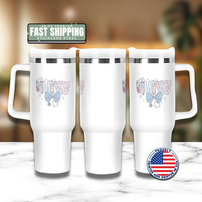 Nurse 40 oz Tumbler With Handle & Straw 40oz Floral Stethoscope Cup for RN, LPN, CNA Gift for Nurse Appreciation Nurse Travel Cup for Nurses