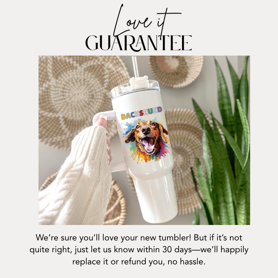Dachshund Tumbler with Handle 40oz Travel Mug Colorful Dog Art with Handle & Straw Dachshund Pet Travel Mug Perfect Gift for Dog Lovers
