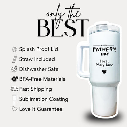 Funny Mom and Dad Travel Mugs Personalized Father's Day Gift from Kids 40oz Tumbler Handle with Straw Mom Life Dad Life Humor Gift for Dad