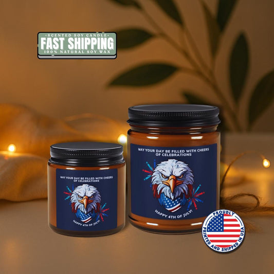 Scented Soy Candle with Patriotic Eagle Design Happy 4th of July Gift Relaxation Candle Home Decor Aromatherapy Home Decor USA Pride Candle