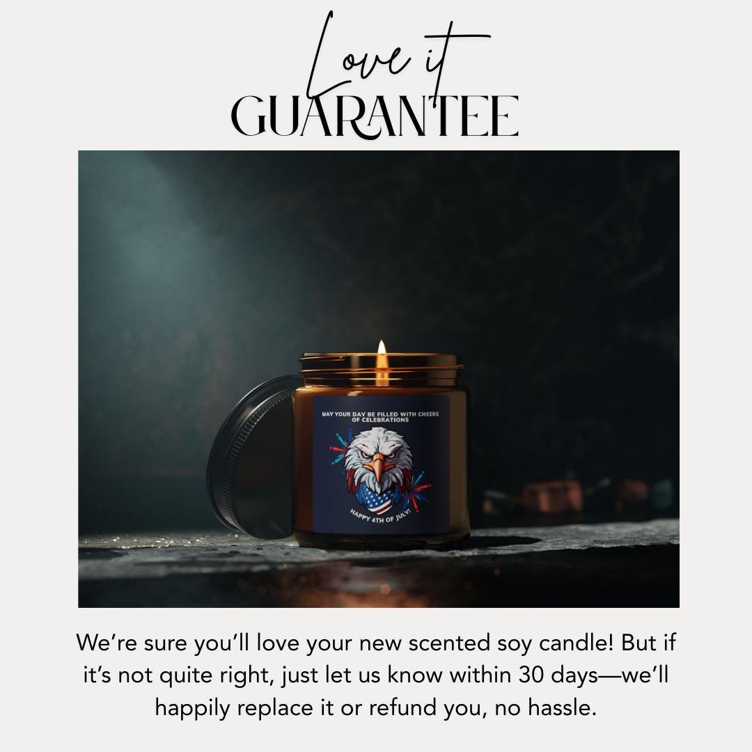 Scented Soy Candle with Patriotic Eagle Design Happy 4th of July Gift Relaxation Candle Home Decor Aromatherapy Home Decor USA Pride Candle